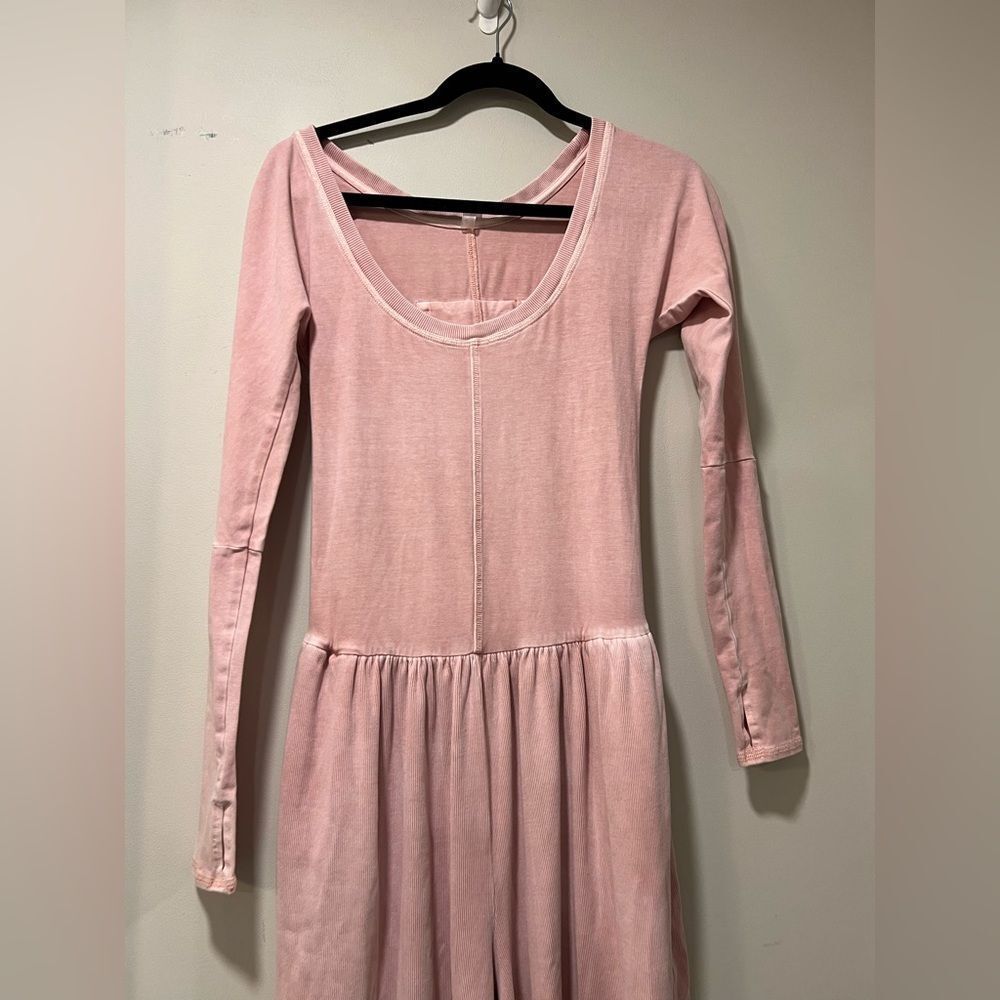 FP Movement Hot Shot Wide Leg Onesie Pink Long-Sleeve Jumpsuit Small Free People - Picture 5 of 8
